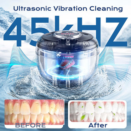 Ultrasonic Retainer Cleaner 2025 Upgraded – 45kHz 200ml for Dentures, Braces & Jewelry