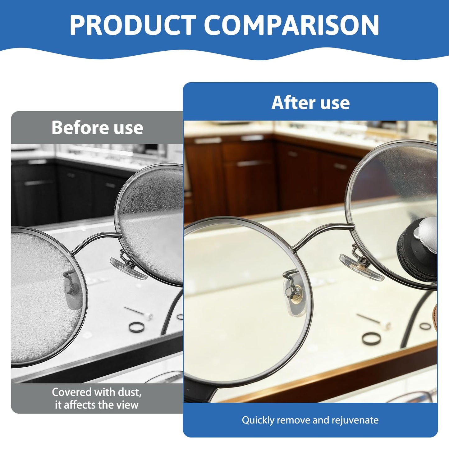 3-Pcs Portable Microfiber Eyeglass Cleaner – Compact Lens Cleaner with Carbon Microfiber Technology (Black, Blue & Gold)
