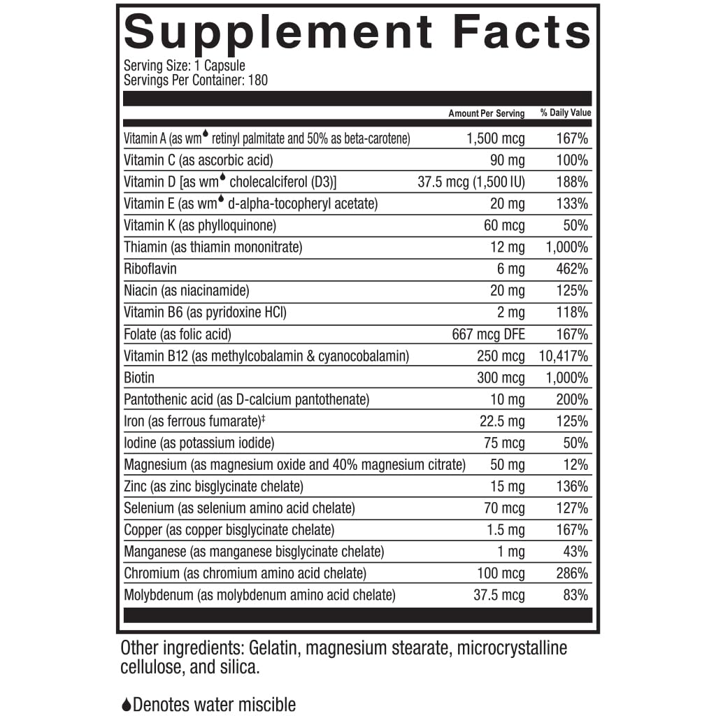 Celebrate Vitamins Multi-Complete 45mg Iron – Bariatric Multivitamin (180 Capsules)