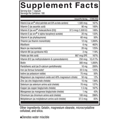 Celebrate Vitamins Multi-Complete 45mg Iron – Bariatric Multivitamin (180 Capsules)