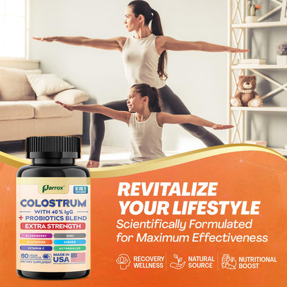Parrox Colostrum Capsule - 8 in 1 Grass-Fed Bovine Boost, 120 Caps