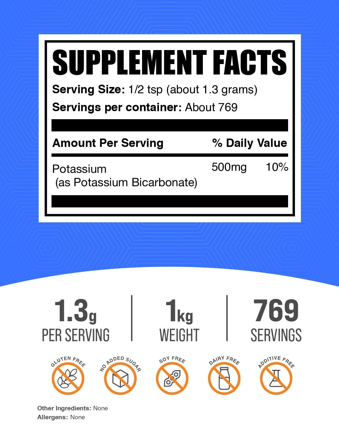 Potassium Bicarbonate Powder – Food Grade, Gluten Free | BulkSupplements