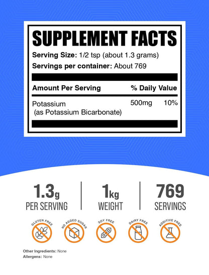 Potassium Bicarbonate Powder – Food Grade, Gluten Free | BulkSupplements