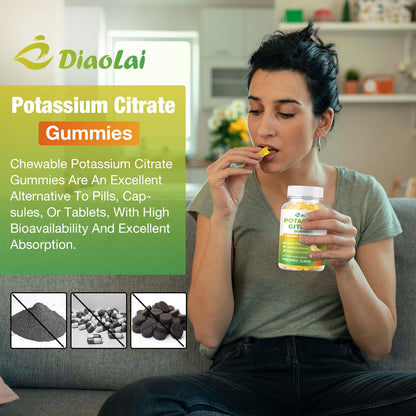 Potassium Citrate 1500mg Gummies – Potassium Supplement for Leg Cramps & Muscle Health | Vegan Pineapple, 120 Count