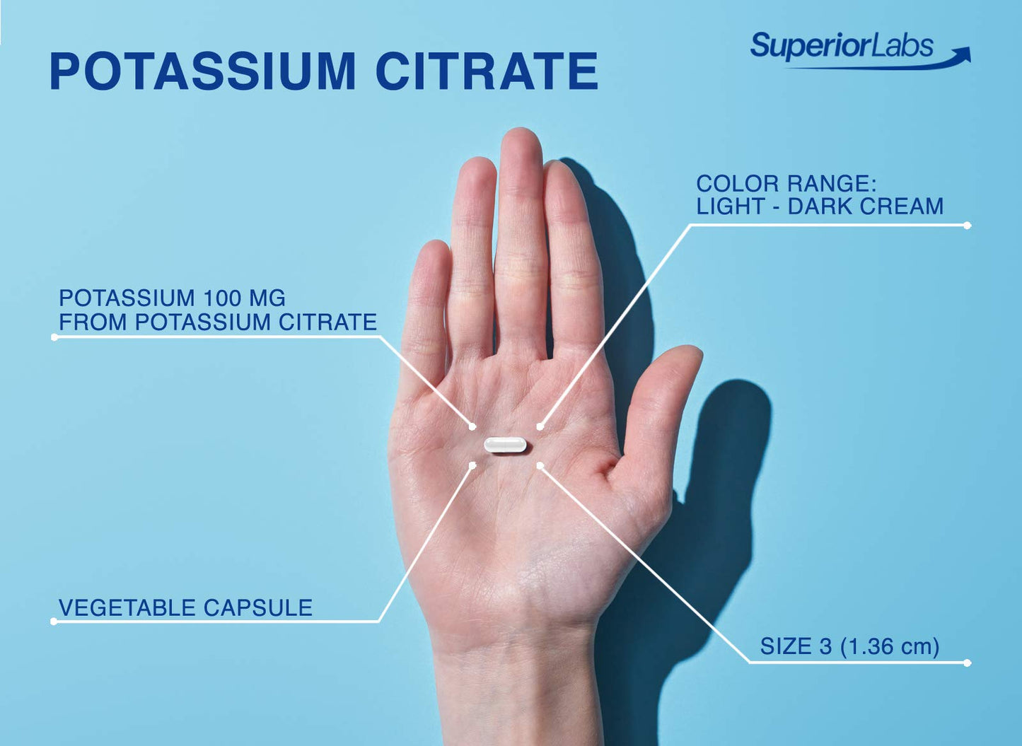 Superior Labs Potassium Citrate 100 mg Pure Non-GMO Electrolyte Mineral