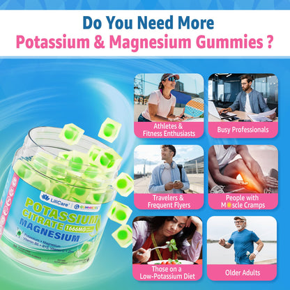 Potassium Citrate Gummies 1666mg – Vegan Electrolyte Gummies, 60 Count