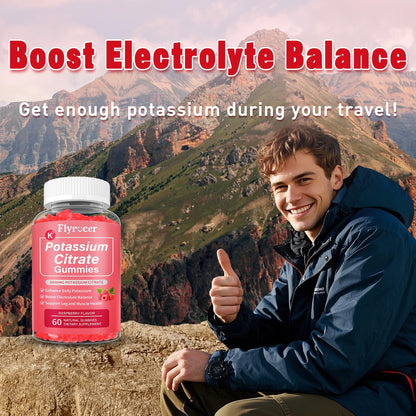 2 Pack Potassium Citrate Gummies – Raspberry, 120 Count | Supports Leg Cramps & Electrolyte Balance