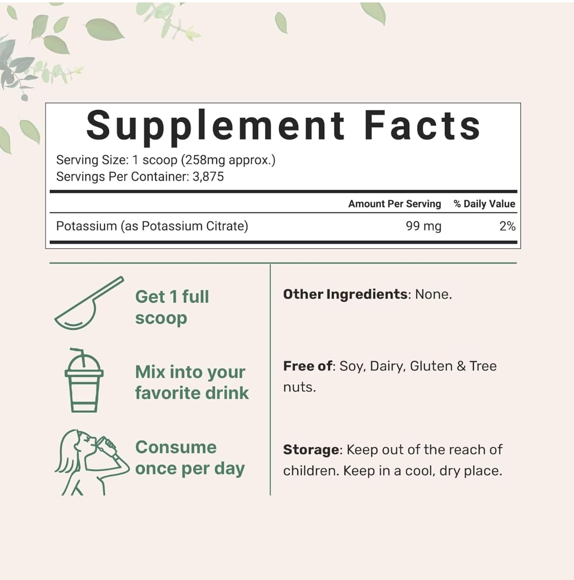Potassium Citrate Powder 1 KG | Electrolyte Supplement for Mineral Balance & Heart Health | Vegan Friendly