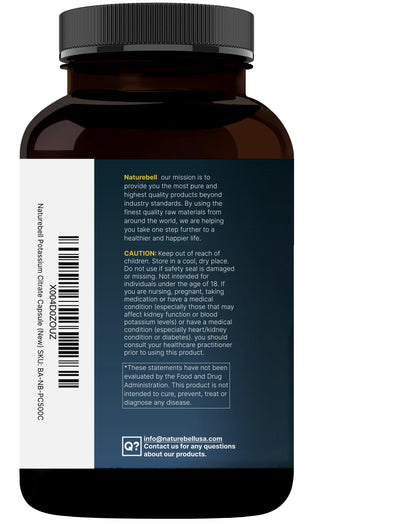 Potassium Citrate 99mg – 500 Caps | Chelated, Non-GMO
