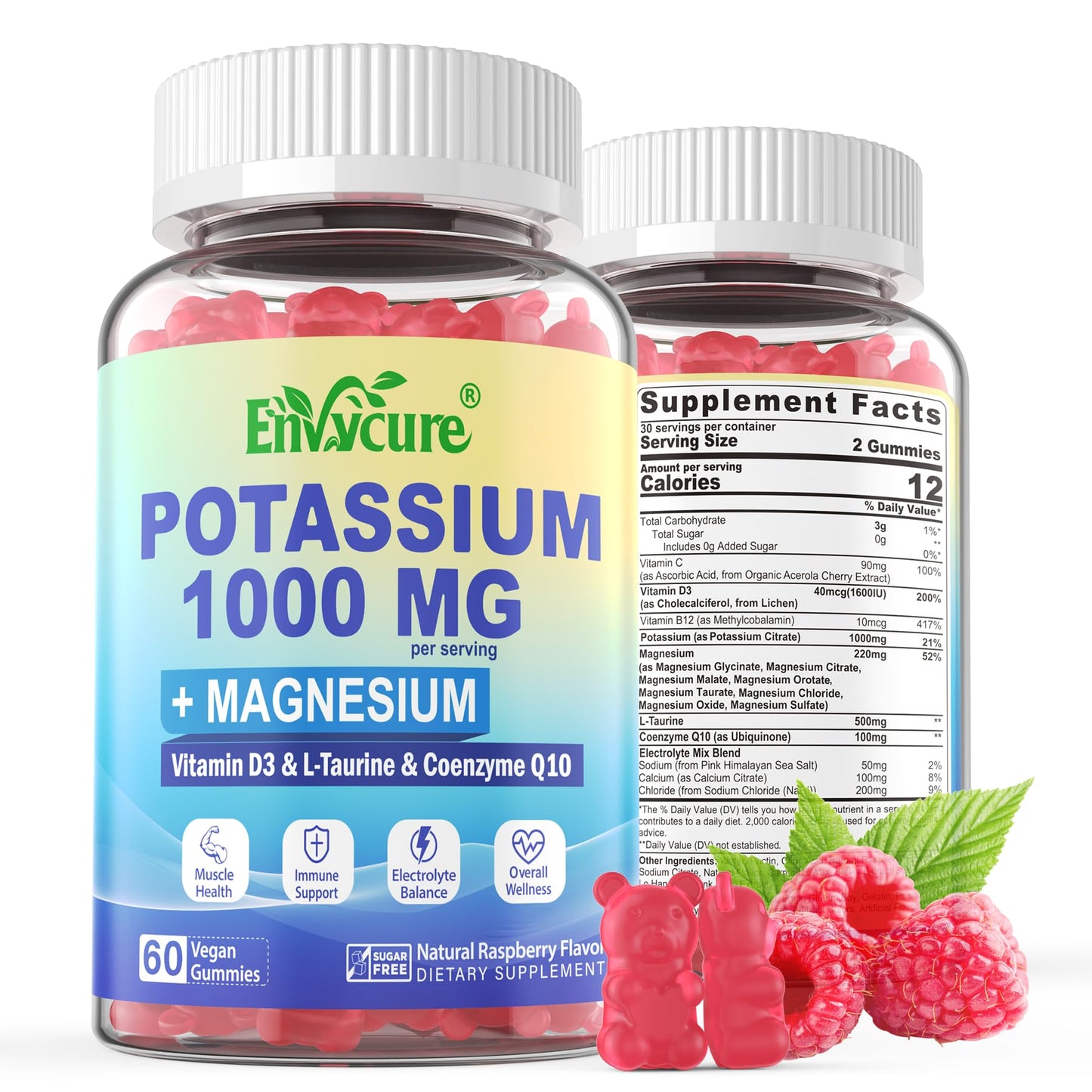 Potassium Gummies 1000mg | Potassium Citrate with Magnesium Complex – Vegan 2-Pack