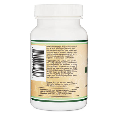 Potassium Iodide 130mg Tablets | 180 Count, 3-Month Emergency Supply | Double Wood (Pack of 2)
