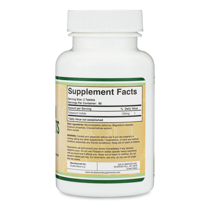 Potassium Iodide 130mg Tablets | 180 Count, 3-Month Emergency Supply | Double Wood (Pack of 2)