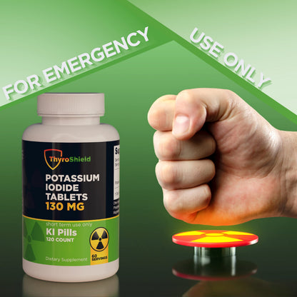 Potassium Iodide Tablets 130 mg | 120ct Iodine Tablets for Radiation Exposure - Potassium Iodine Pills - YODO Naciente - KI Pills - Made in USA - ThyroShield