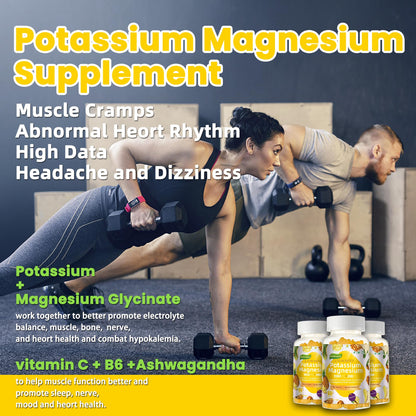Potassium Magnesium Gummies – Magnesium Glycinate, D3, B6 (60 Gummies)