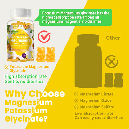 Potassium Magnesium Gummies – Magnesium Glycinate, D3, B6 (60 Gummies)