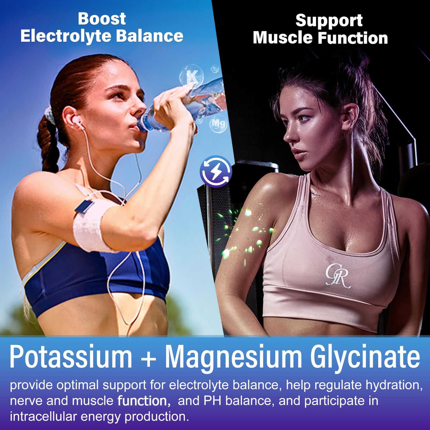 Potassium Magnesium Gummies - Ashwagandha 200mg, Mg Glycinate, B6 & B12 | Sugar-Free 2-Pack