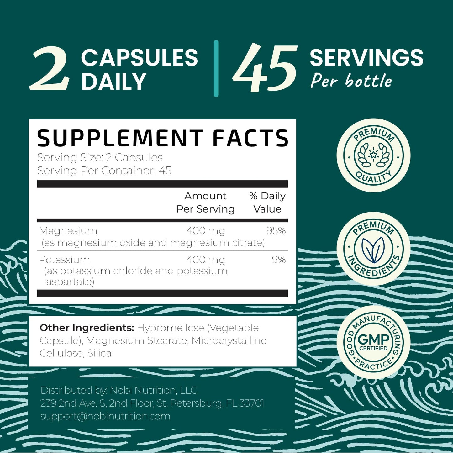 Potassium Magnesium Supplement - 400 mg Potassium & 400 mg Magnesium | 90 Ct