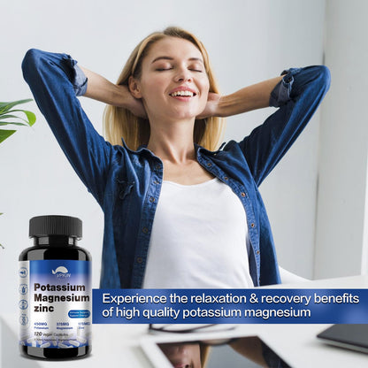 Potassium Magnesium 1000mg Supplement – Vegan, Non-GMO, 120 Capsules
