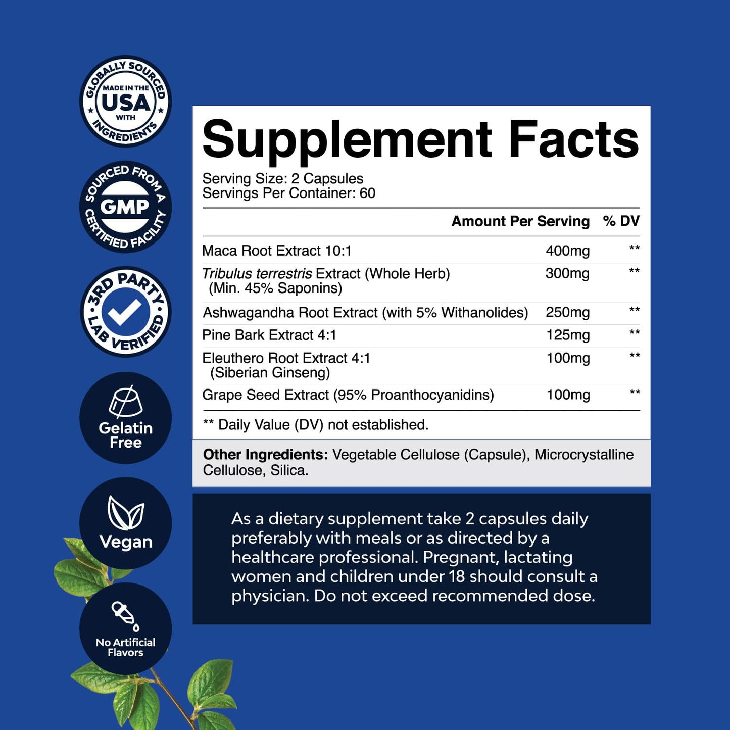 Potent Black Maca Root Capsules for Men - Herbal Wellness (60 Servings)
