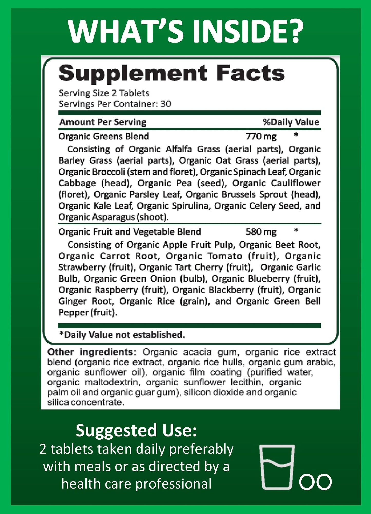 Potent Garden Organic Superfood Greens – Fruit & Veggies Tablets (60 Count) | Boost Energy, Immunity & Gut Health