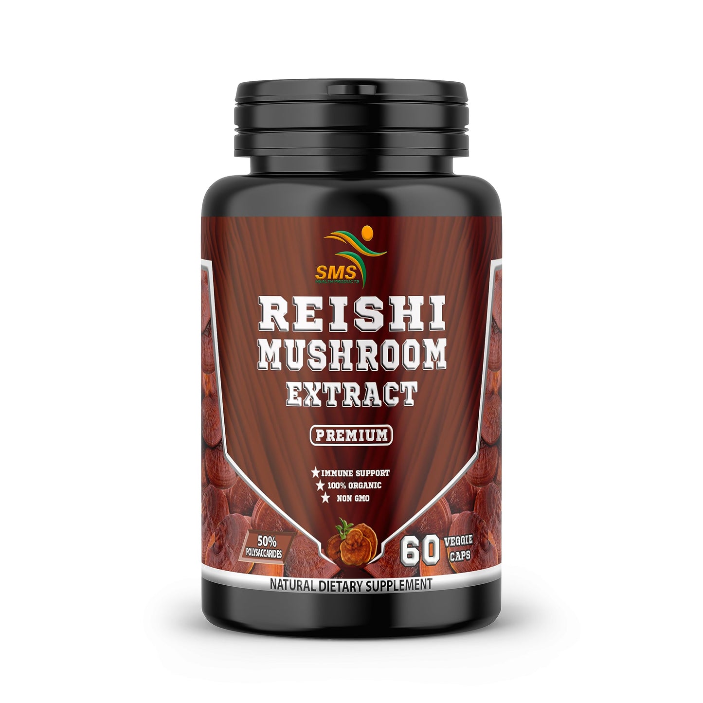 Potent Pure 15:1 Ganoderma Lucidum Extract 1000mg | Reishi (Vegan, Non-GMO, Gluten Free) Immune Support | 60 Veggie Capsules