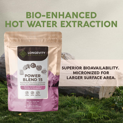 Power 15 Mushroom Blend 100g – Immune Support & Vitality | Lion's Mane, Turkey Tail, Cordyceps, Reishi, Chaga & Tremella