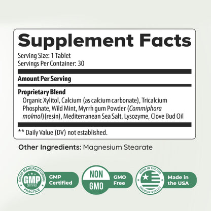 Power Bite Tablets – Natural Chewable Mineral Complex with Calcium, Xylitol, Myrrh & Clove Oil | Made in USA