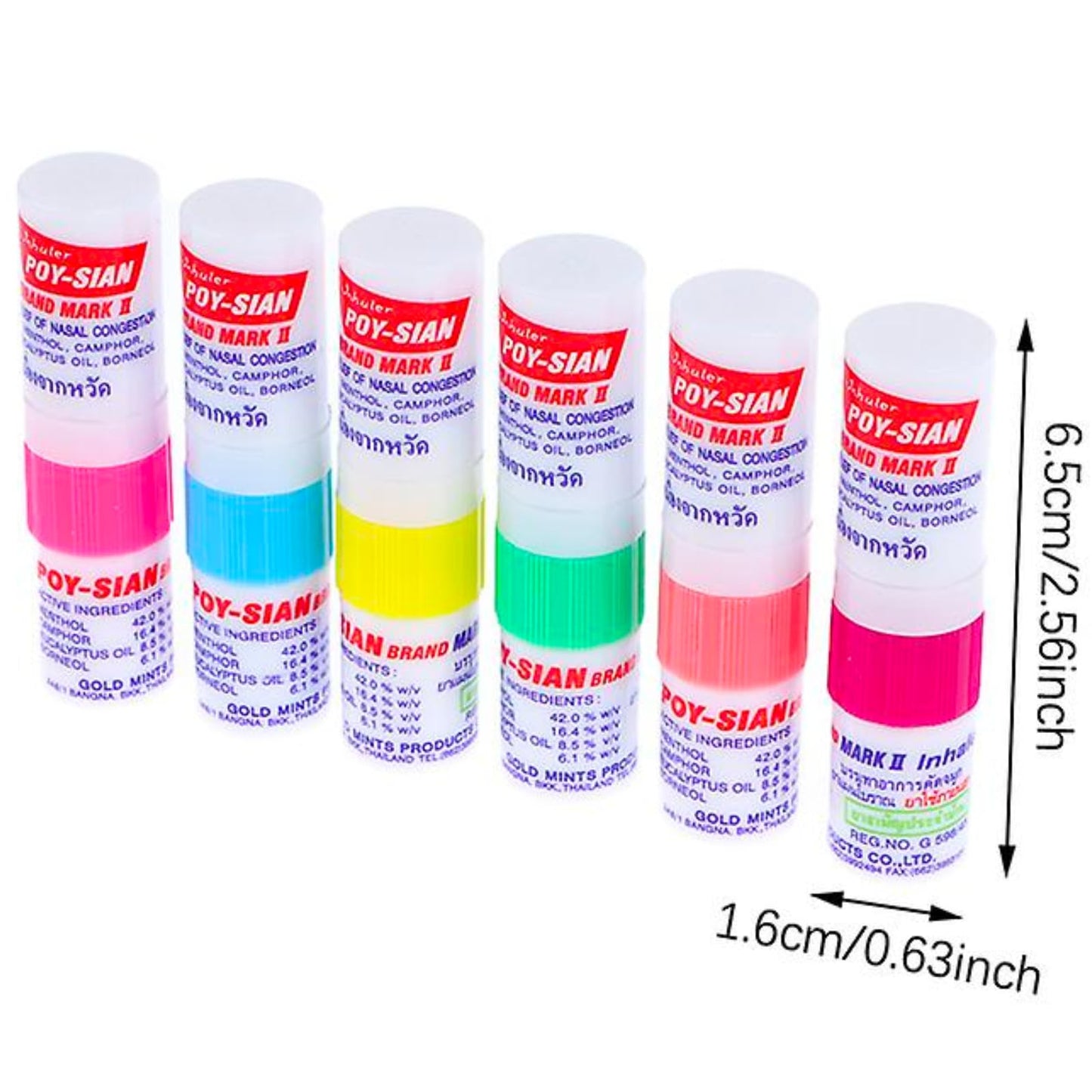 POY-SIAN Mark II Menthol Aromatherapy Nasal Inhaler – Pack of 6 | Natural Herbal Relief