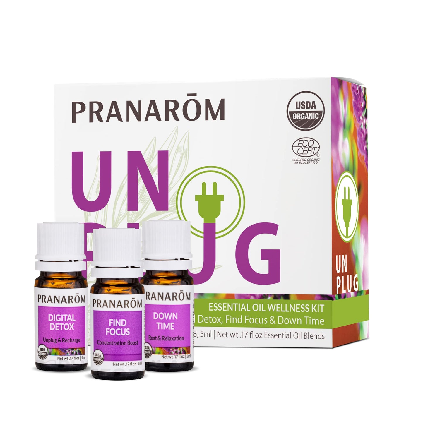 Pranarom Unplug Wellness Essential Oil Kit – 3-Pack 5ml | Digital Detox & Focus