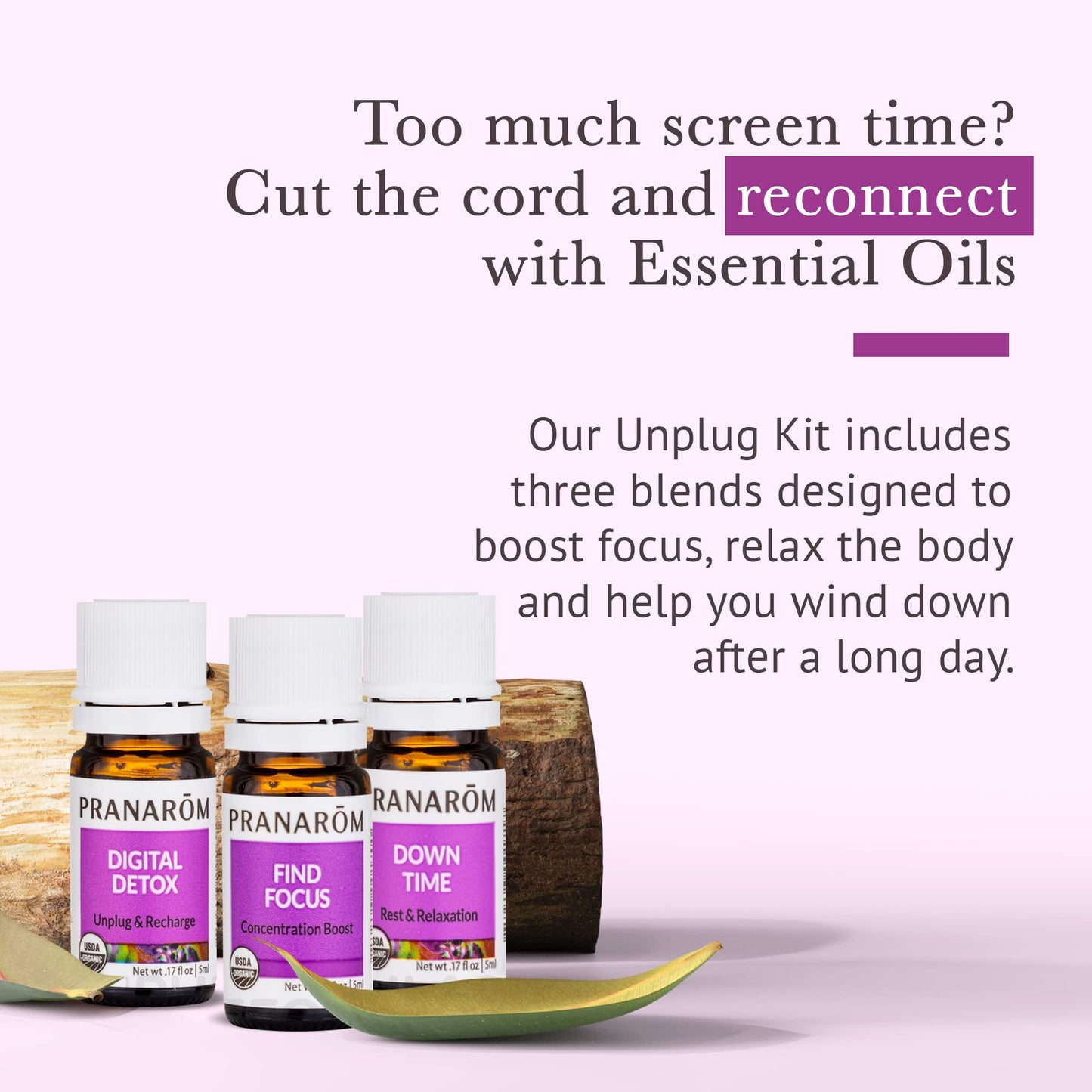 Pranarom Unplug Wellness Essential Oil Kit – 3-Pack 5ml | Digital Detox & Focus