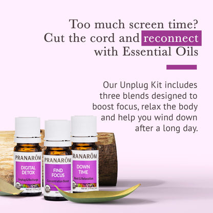Pranarom Unplug Wellness Essential Oil Kit – 3-Pack 5ml | Digital Detox & Focus