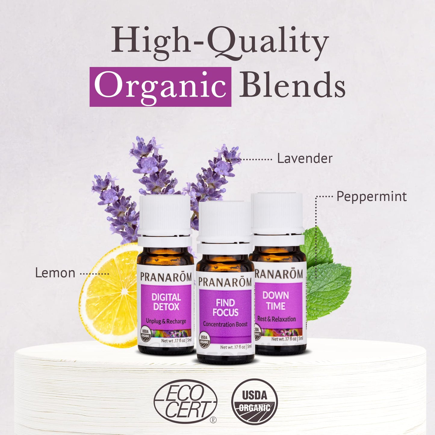 Pranarom Unplug Wellness Essential Oil Kit – 3-Pack 5ml | Digital Detox & Focus