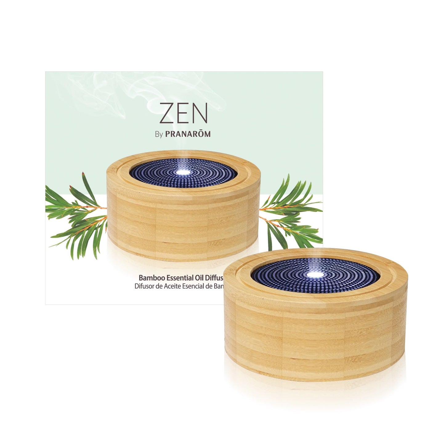 Pranarom Zen Diffuser – Minimalist Bamboo Essential Oil Diffuser with Light Options and Auto Shut-Off