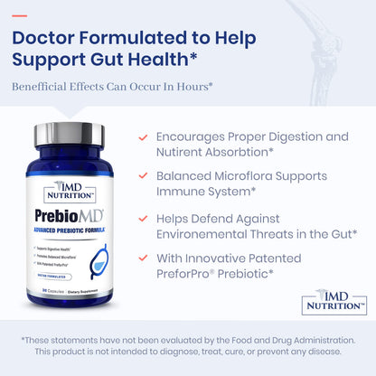 1MD Nutrition PreBioMD — Prebiotic with PreforPro | Healthy Digestion & Beneficial Bacteria