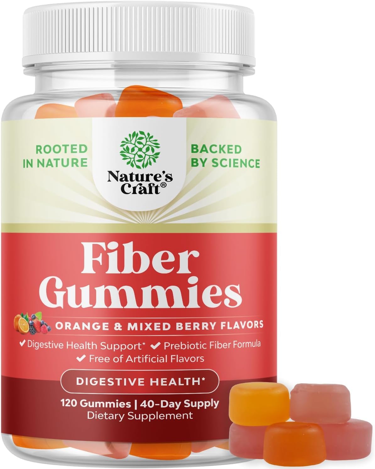 Tasty Prebiotic Fiber Gummies for Adults – High-Fiber, Non-GMO, Vegan, Halal (120 count)