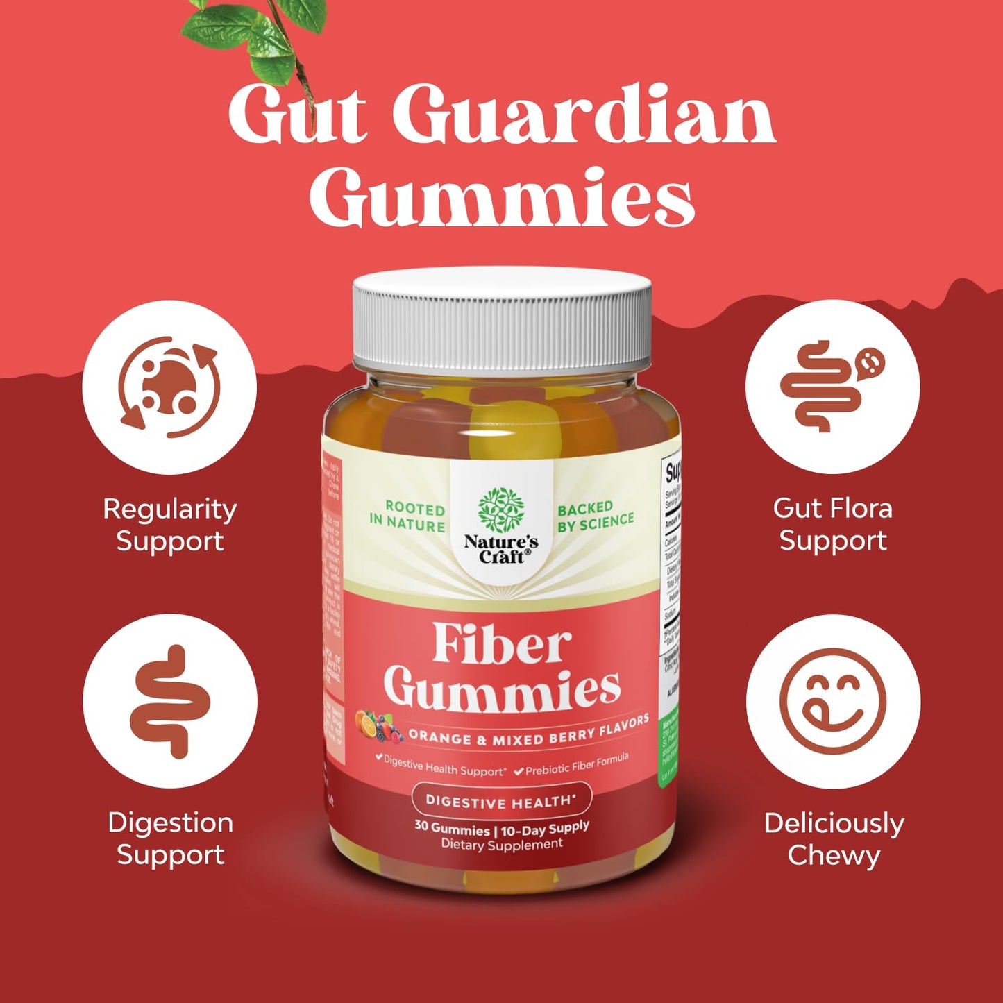 Prebiotic Fiber Gummies for Adults – High-Fiber Vitamin Gummies with Inulin & Chicory Root (Non-GMO, Vegan, Halal, 60 Count)