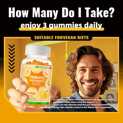 Prebiotic Fiber Gummies for Adults - 7g/Serving - Zero Sugar - 90 Gummies (Orange 2-Pack)