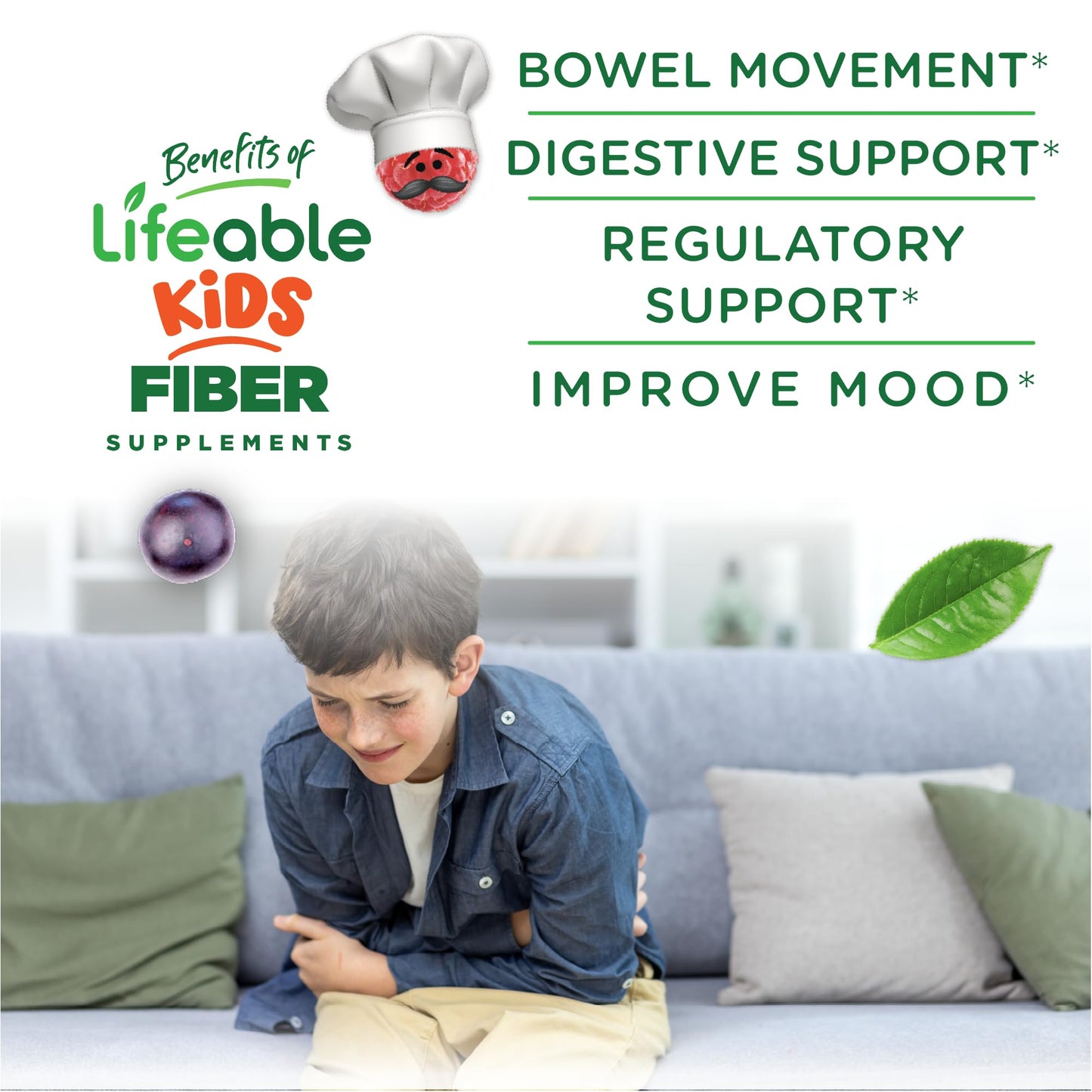 Lifeable Sugar Free Prebiotic Kids Fiber Gummies – 4g Fiber, Vegetarian, Digestive Health | 90 Probiotics Gummies