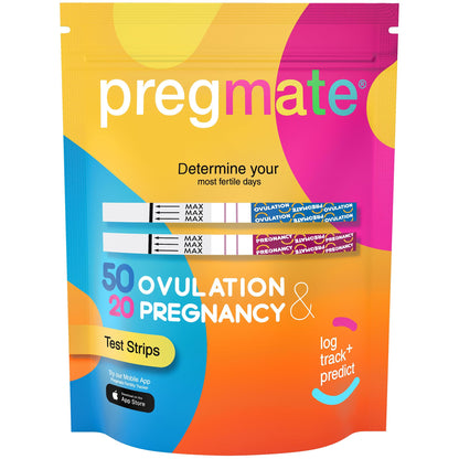 Pregmate 50 Ovulation & 20 Pregnancy Test Strips — Accurate LH Surge
