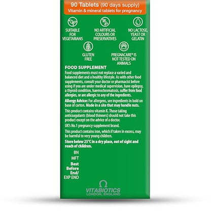 Vxacen RESSYYT Vitabiotics Pregnacare Original Tablets x 90 | Pregnancy Vitamins