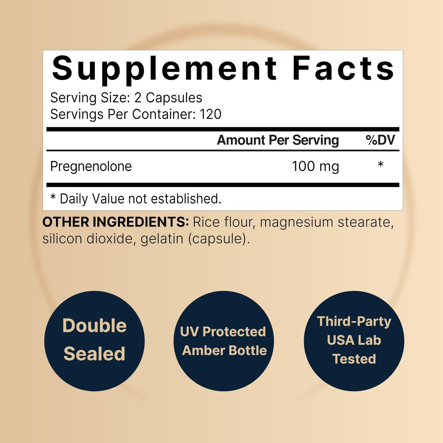 Pregnenolone 100mg – 240 Capsules | 99% Purity, Micronized, Plant-Based