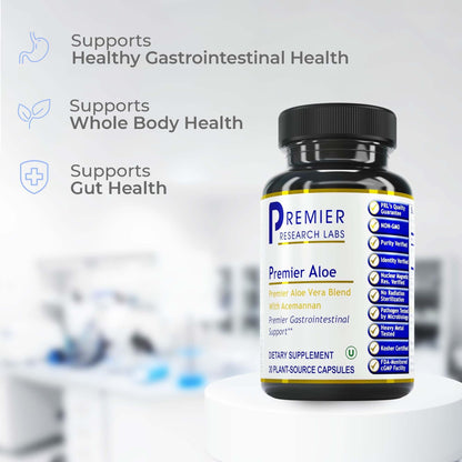 Premier Aloe Vera Capsules | Premier Research Labs – Acemannan, Digestive & Immune Support | 30 Vegetarian Capsules