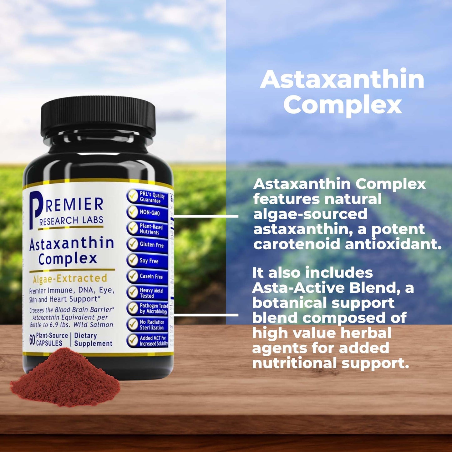 Premier Astaxanthin Complex | 4mg Algae-Sourced Antioxidant Support - 60 Veg Capsules