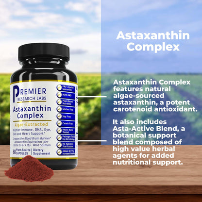 Premier Astaxanthin Complex | 4mg Algae-Sourced Antioxidant Support - 60 Veg Capsules