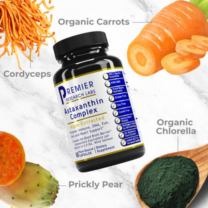 Premier Astaxanthin Complex | 4mg Algae-Sourced Antioxidant Support - 60 Veg Capsules