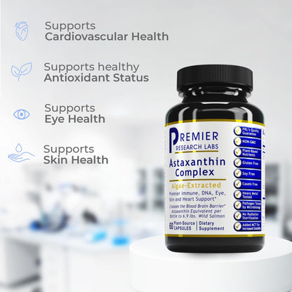 Premier Astaxanthin Complex | 4mg Algae-Sourced Antioxidant Support - 60 Veg Capsules