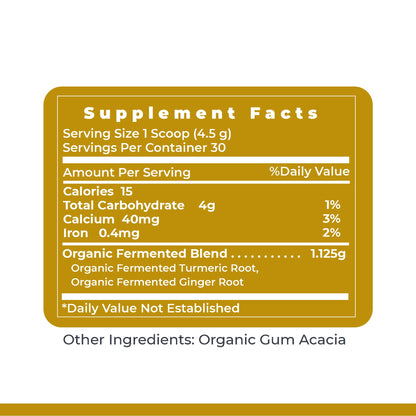 Premier Fermented Turmeric & Ginger Powder — Probiotic Delivery, Active Curcuminoids