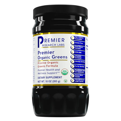 Premier Organic Greens - Super Greens Powder for Drinks & Nutrition (10 oz) | Premier Research Labs