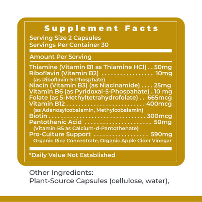 Premier Research Labs Complete B Vitamin Complex - 9 Active B Vitamins for Liver, Energy & Brain Support | 60 Caps