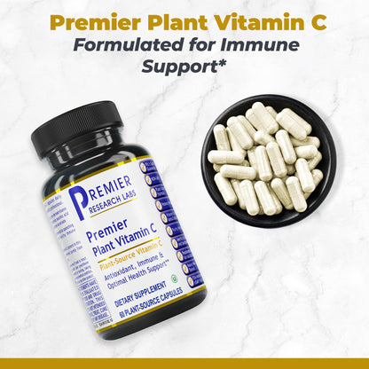 Premier Research Labs Vitamin C Supplement — Natural Whole-Food Vitamin C with Bioflavonoids & Organic Ingredients, 60 Vegetarian Capsules